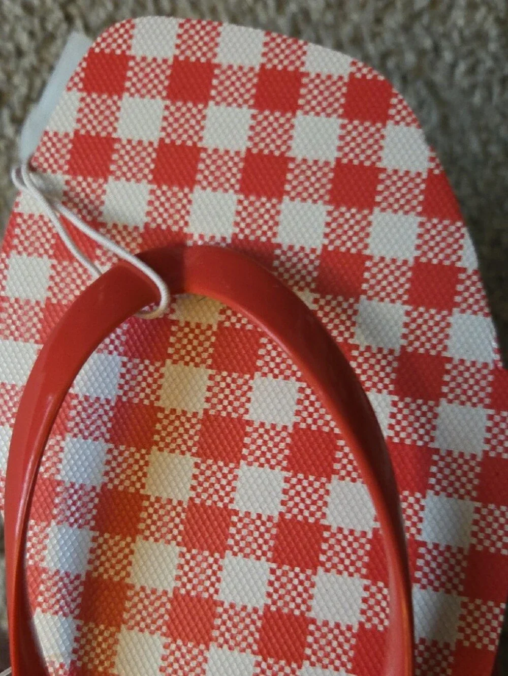 Shade & Shore Red Palmer Gingham Flip Flop Sandals Size 6 NWT